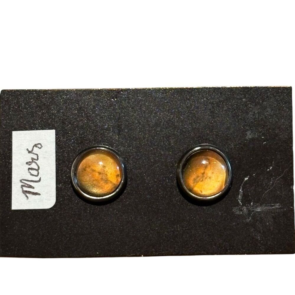 Yugen Mars Stud Earrings Sterling Silver Celestial Space Theme Nickel-Fr…